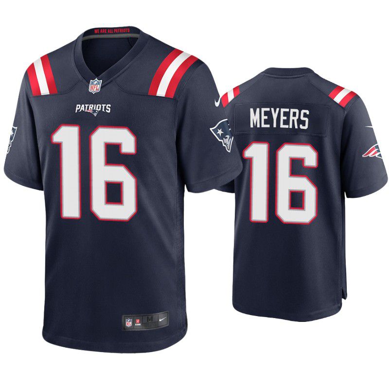 Men New England Patriots 16 Jakobi Meyers Nike Navy Game NFL Jersey